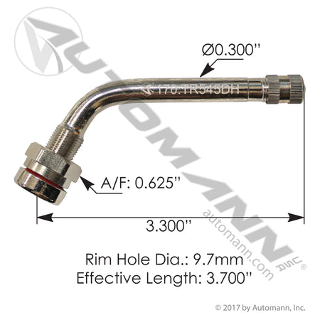 Tubeless Valve Stem 3.700in Angled 60 Degree - TR545DH Alcoa Style Aluminum Wheel 170.TR545DH