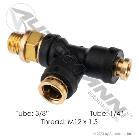 Push-to-Connect Swivel Male Run Tee - DOT 3/8" Run x 1/4" Branch x M12 - Freightliner 23-14562-003 177.12C7164M12