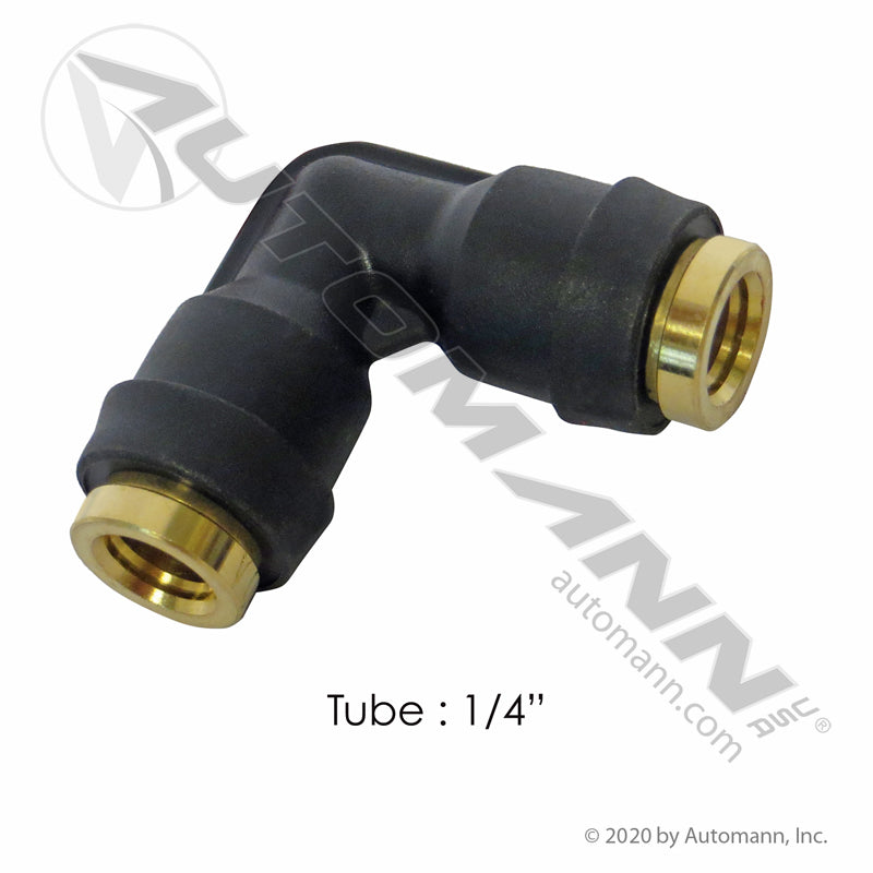 Push-to-Connect Union Elbow - DOT 1/4" 90 Degree Air Brake Fitting - Sloan S765PMT-4 Tectran QL1365-4 177.12C654