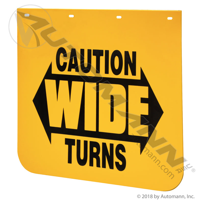 Mud Flap "CAUTION WIDE TURNS" Yellow Poly - 24 x 24 in Safety Flap - Buyers B2424YC 562.142424YC
