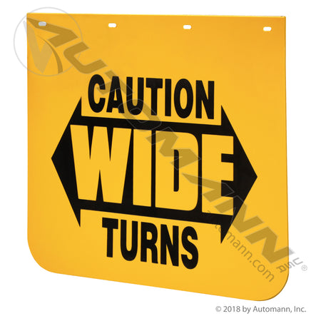 Mud Flap "CAUTION WIDE TURNS" Yellow Poly - 24 x 24 in Safety Flap - Buyers B2424YC 562.142424YC