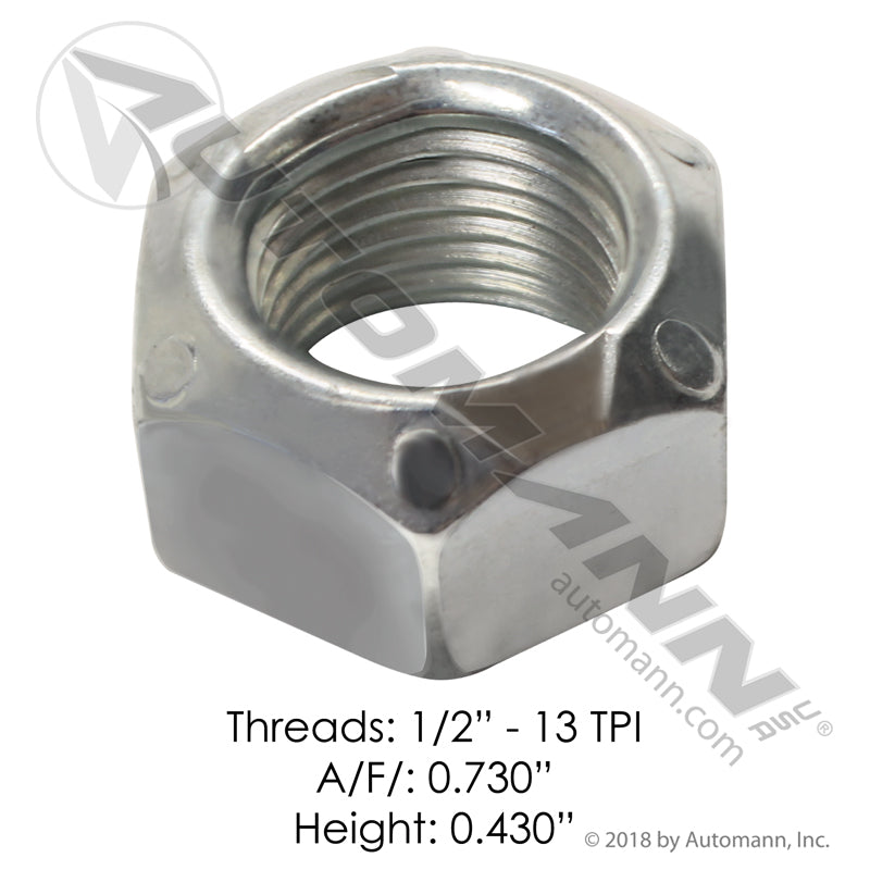 Self-Locking Lock Nut 1/2in-13 Grade C - Suspension Hardware - Mack 68RU224 Hendrickson 17700010 LNC102