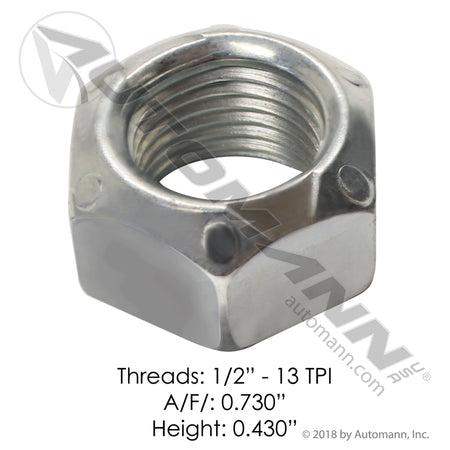 Self-Locking Lock Nut 1/2in-13 Grade C - Suspension Hardware - Mack 68RU224 Hendrickson 17700010 LNC102