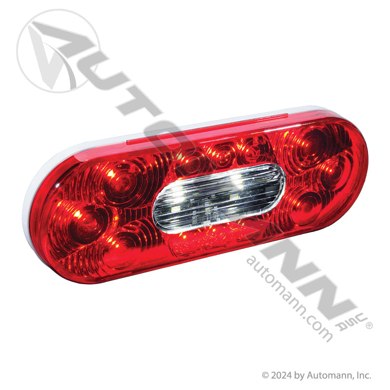 Stop Turn Tail & Back-Up LED Light - 6 Inch Oval Red/White 14-Diode - Grote 54682 571.LD60RW14