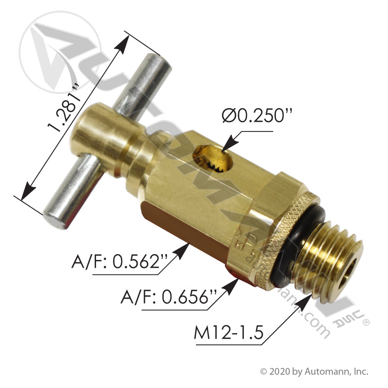 Drain Valve with Needle Seat - M12 x 1.5 Metric - Mack/Volvo - Replaces Mack 23038158 177.4022M12