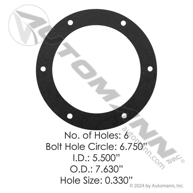 Hub Cap Gasket 8-Pack - 6-Bolt 4-1/2in Bolt Circle Fiber - SKF 450799 Stemco 330-3024 180.CR450799-8