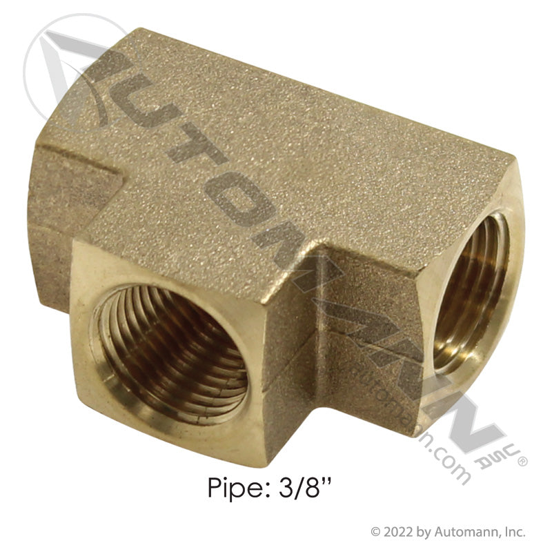 Brass Female Tee - 3/8in NPT Air Line Fitting - Replaces Eaton 3700X6 Parker 2203P6 177.9101C
