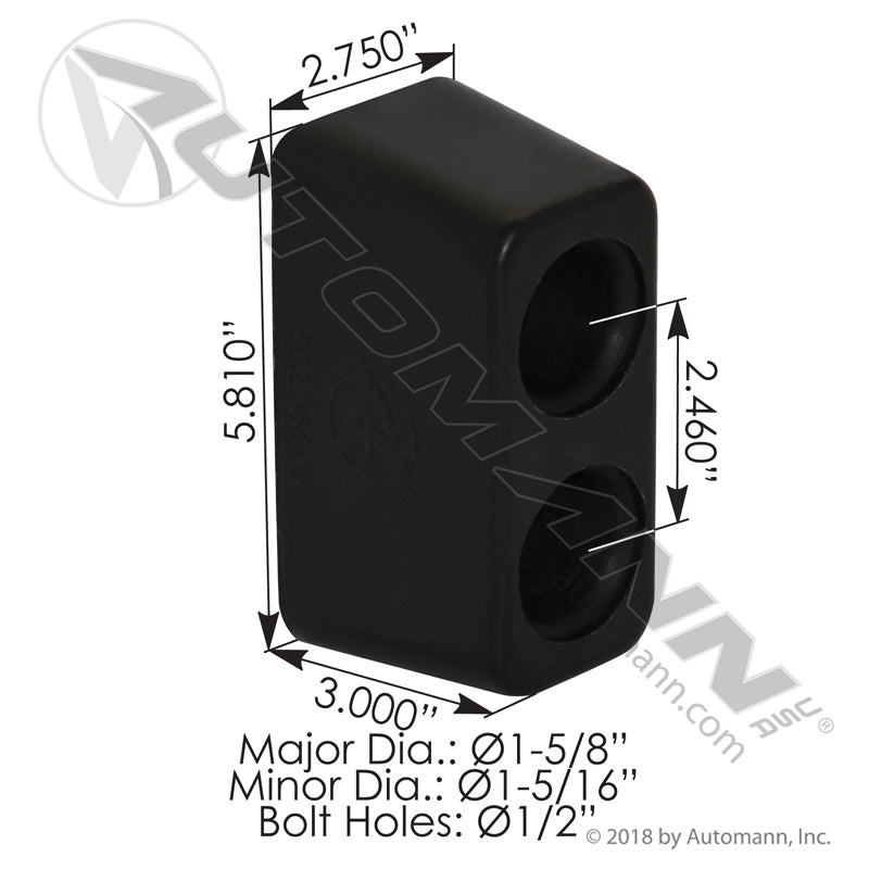 Trailer Dock Bumper - Rubber 2.75 x 5.81in Bolt-On - Tramec 30037 562.6116