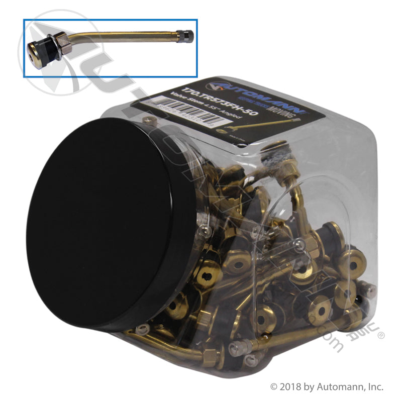Tubeless Valve Stem 4.550in Angled High Pressure - TR573FH 5/8in Rim Hole - 50-Piece Shop Jar 170.TR573FH-50