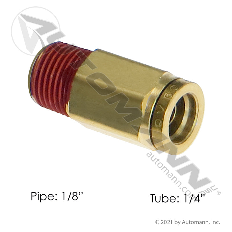 Brass Push-Lock Male Connector - 1/4" Tube x 1/8" NPT DOT Air Brake Fitting - Eaton 1868X4 Tectran PL13684A 177.13B684A