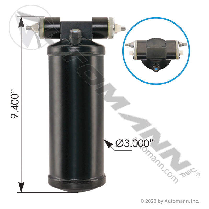 A/C Receiver Drier - 3in x 9.25in Pad Inlet/Outlet for Volvo VNL & Mack - Volvo 82771584 MEI 7635 830.41097