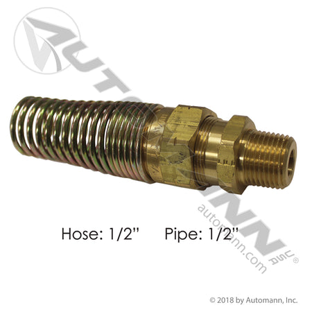 Air Brake Hose Coupling with Spring - 1/2" ID Hose x 1/2" NPT - Euclid E8599 33808BY38 177.16938D