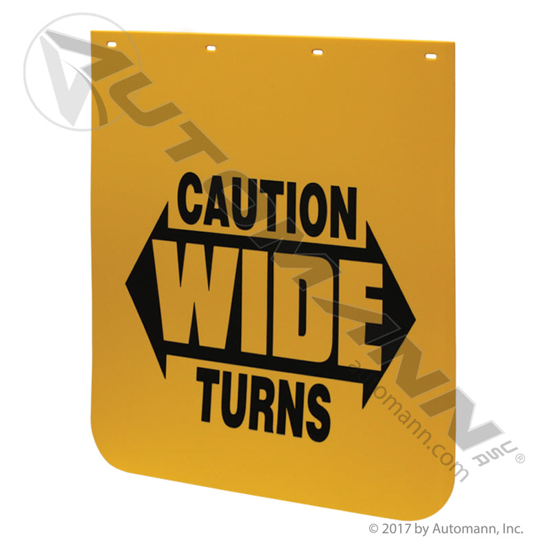 Mud Flap "CAUTION WIDE TURNS" Yellow Poly - 24 x 30 in Safety Flap - Buyers B2430YC 562.142430YC