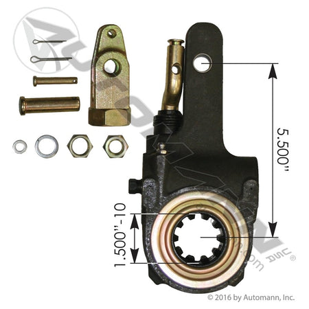 Automatic Slack Adjuster - Gunite Type 1-1/2in x 10 Spline, 5-1/2in Arm with Clevis Kit - Replaces Gunite AS1032 Mack 25QD51P2 138.1011