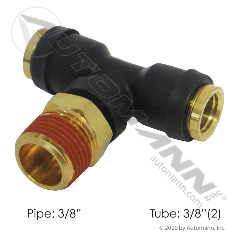 PLC Swivel Male Branch Tee - DOT 3/8" Tube x 3/8" NPT Air Brake Fitting - 372PTC66 QL13726C 177.12C726C