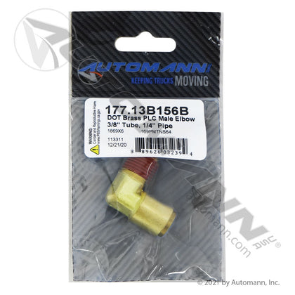 Brass Push-Lock Male Elbow - 3/8" Tube x 1/4" NPT 90 Degree DOT Air Brake Fitting - Replaces Eaton 1869X6 177.13B156B