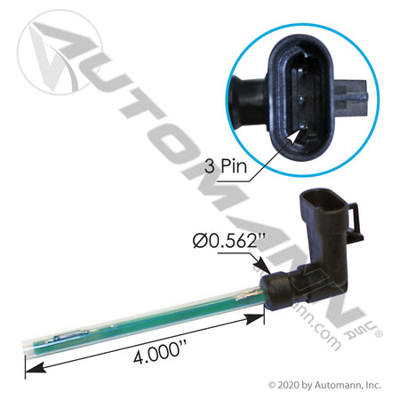 Coolant Level Sensor Short Arm - 3.67 in 3-Pin Volvo VNL VNM Mack CHU CXU - 22564822 577.96504S