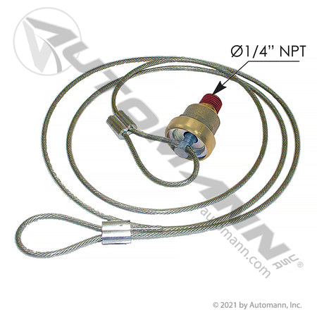 Manual Air Tank Drain Valve - 60 in Pull Cable for Air Brake Reservoirs - Haldex 12105 170.12105