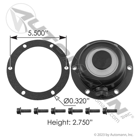 SKF Aluminum Trailer Axle Hub Cap - 6-Bolt 5-1/2in Bolt Circle Oil Fill - SKF 1643 180.CR1643-C30