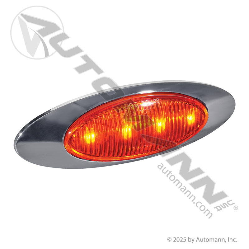 Oval Marker LED Light with Chrome Bezel - 2 x 6.5 in Amber 4-Diode - Grote 45582 45583 571.LD27A4M1