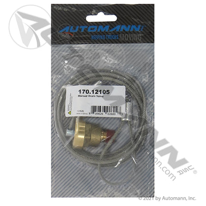 Manual Air Tank Drain Valve - 60 in Pull Cable for Air Brake Reservoirs - Haldex 12105 170.12105