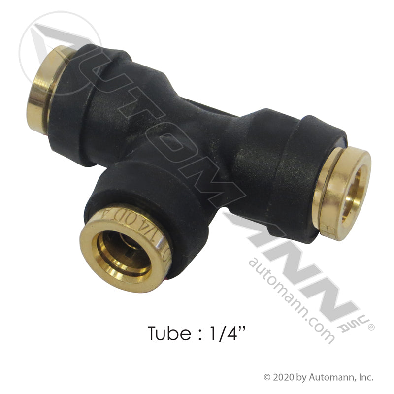 PLC Union Tee - DOT 1/4" Push-to-Connect Air Brake Fitting - Parker 364PTC-4 177.12C644