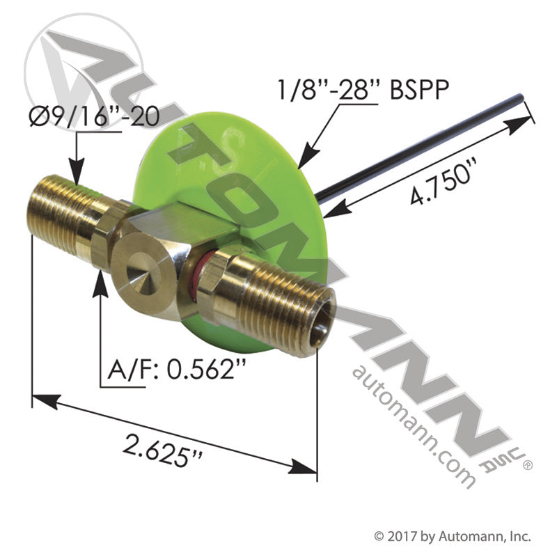 PSI Thru-Tee Assembly Dual Wheels - 5in Automatic Tire Inflation Hose - Meritor 3131704 177.T17041