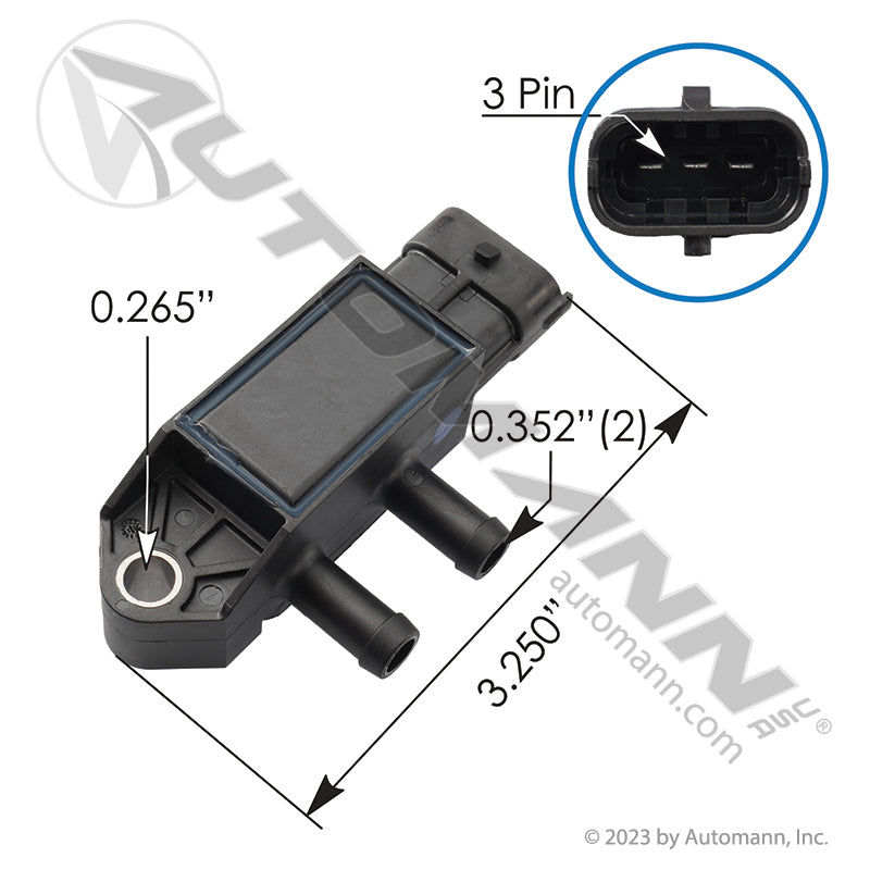 DPF Differential Pressure Sensor - 35 kPa Volvo D13 FH FM - 21403962 23488881 577.96881OE