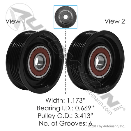 Continental Elite Idler Pulley - Grooved Poly-V, Cummins ISX15 / X15 - 49147 816.49147