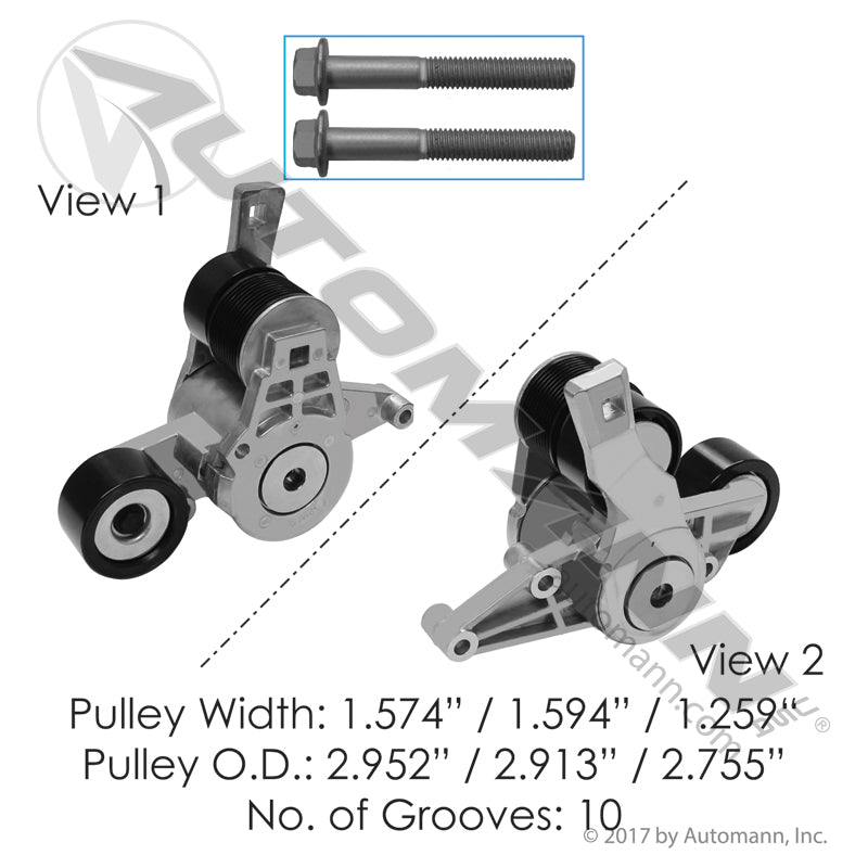 Continental Elite Belt Tensioner Assembly - Accu-Drive HD, Detroit DD13 DD15 DD16 - 816.49603
