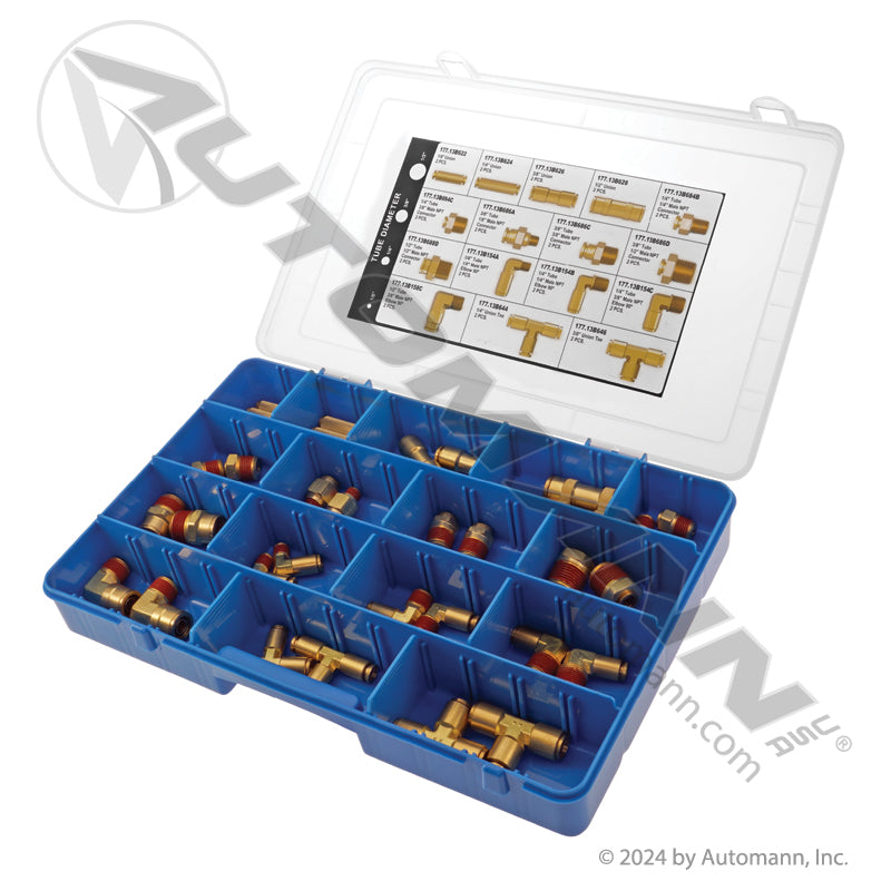 Brass DOT PLC Fitting Assortment Kit - Air Brake Push-to-Connect Shop Kit - 177.1301KT