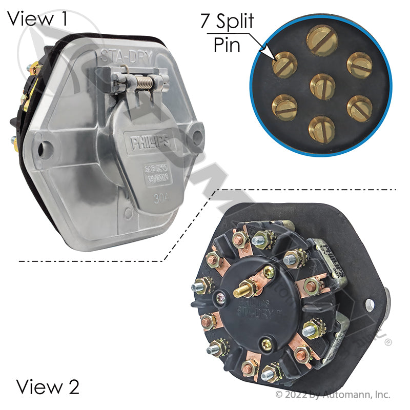 7-Way Socketbreaker - Zinc Die-Cast 30 Amp Circuit Breakers Split Pin - Phillips 15-763 Grote 82-0856 PHI15-763
