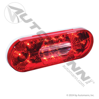 Stop Turn Tail & Back-Up LED Light - 6 Inch Oval Red/White 14-Diode - Grote 54682 571.LD60RW14