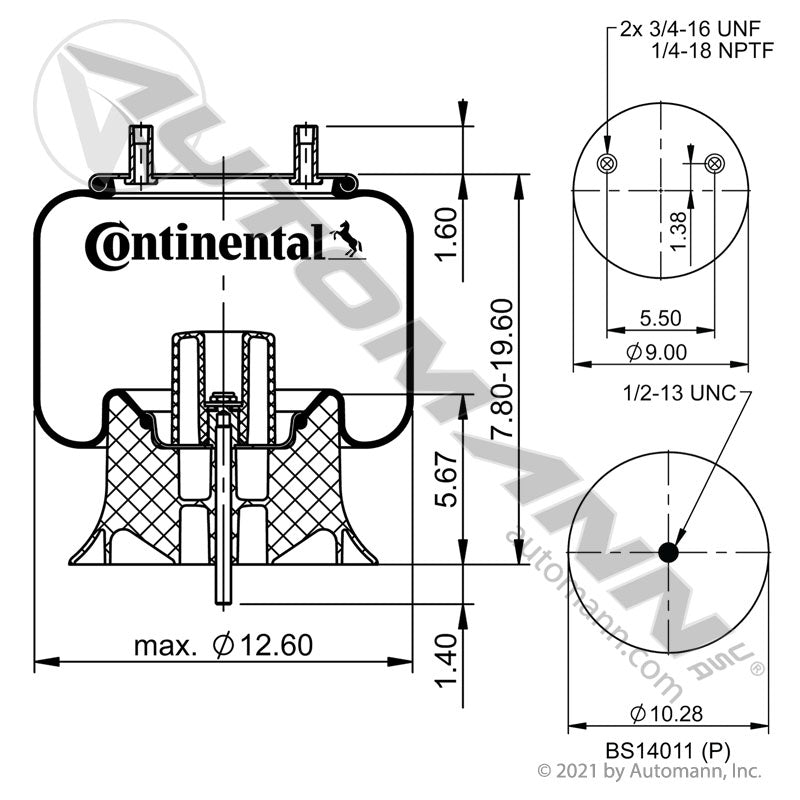 OE Continental Rolling Lobe Air Spring - Hendrickson Vantraax P959 - 67588 Firestone 9978 566.CT67588