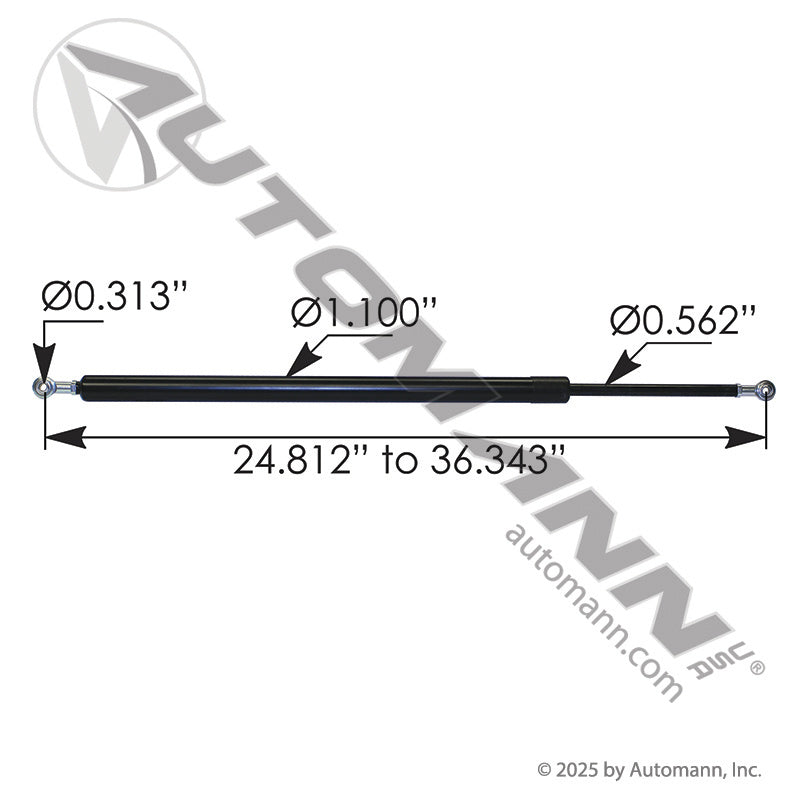 Hood Lift Strut Peterbilt 579 - 938mm Extended 14x28 3 Spring Gas Strut A99618