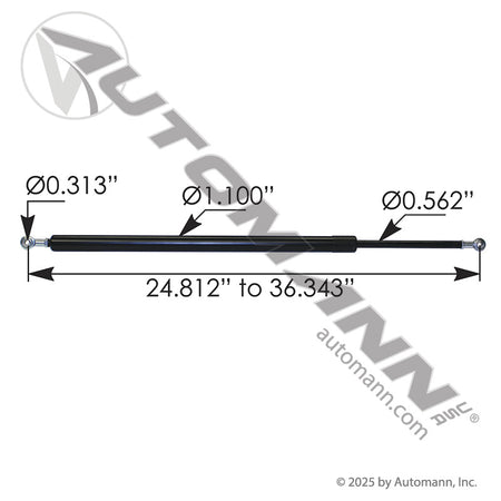 Hood Lift Strut Peterbilt 579 - 938mm Extended 14x28 3 Spring Gas Strut A99618