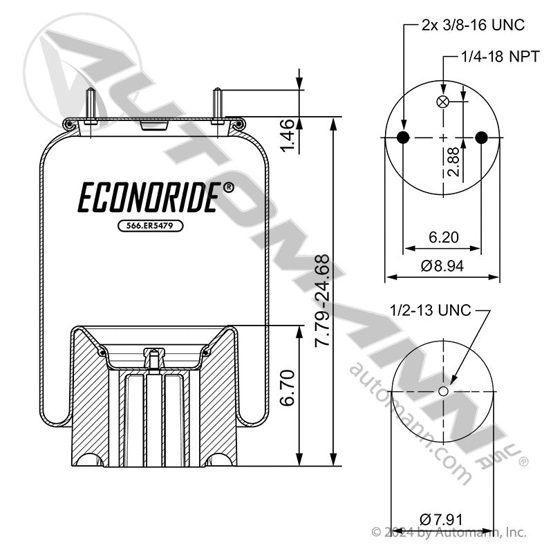 Econoride Rolling Lobe Air Spring - Kenworth Peterbilt - Firestone 5479 W01-687-5479 Paccar C81-1017 566.ER5479