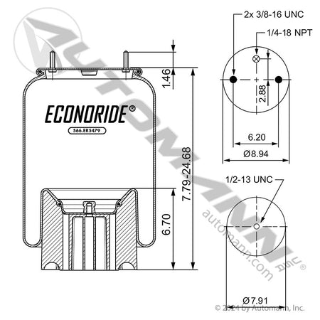 Econoride Rolling Lobe Air Spring - Kenworth Peterbilt - Firestone 5479 W01-687-5479 Paccar C81-1017 566.ER5479