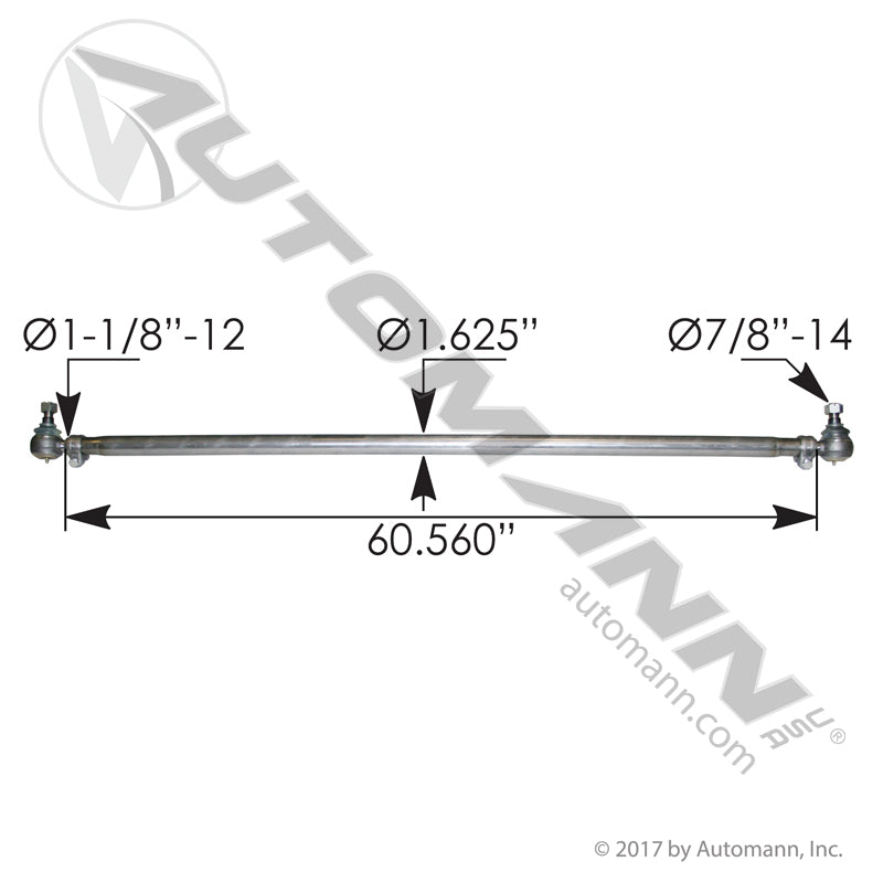 Steering Cross Tube Assembly - Mack Pinnacle CXU CHU Greaseable Tie Rod - 21639955 24426460 7QH45 463.DS9881