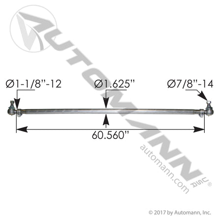 Steering Cross Tube Assembly - Mack Pinnacle CXU CHU Greaseable Tie Rod - 21639955 24426460 7QH45 463.DS9881