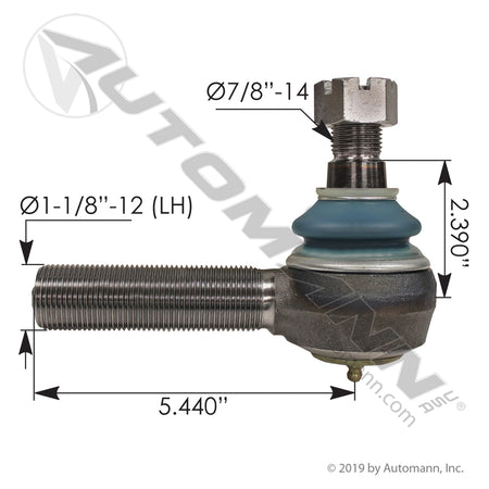 Tie Rod End LH - Ford F650/F750 Ultra Steer 14K 1-1/8in-12 Left Hand Thread - Volvo 1091562 Meritor R230068 462.ES423L