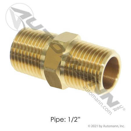 Brass Hex Nipple - Two 1/2in Male NPT Ends - Eaton 3325X8 Parker 216P8 177.9122D