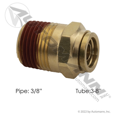 Brass Push-Lock Male Connector - 3/8" Tube x 3/8" NPT DOT Air Brake Fitting - Eaton 1868X6X6 Tectran PL13686C 177.13B686C
