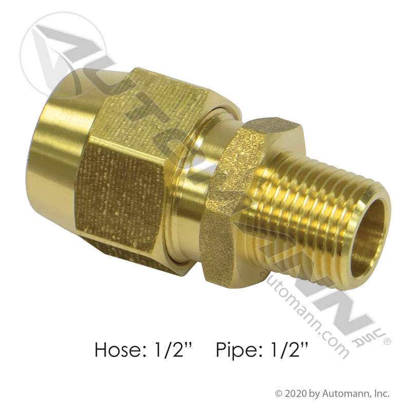 Air Brake Hose Coupling - 1/2in ID Hose x 1/2in NPT Reusable Fitting - Euclid E8594 177.16928D