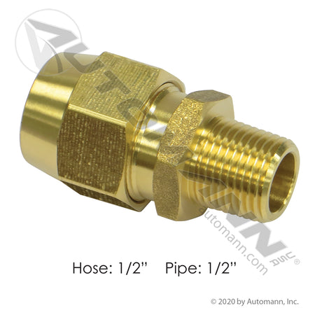 Air Brake Hose Coupling - 1/2in ID Hose x 1/2in NPT Reusable Fitting - Euclid E8594 177.16928D