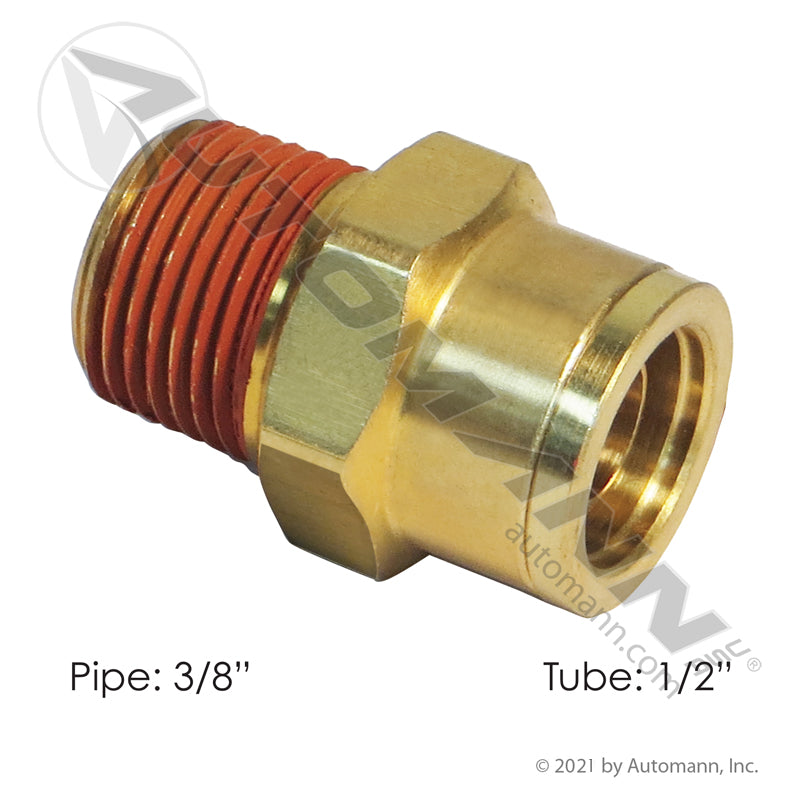 Brass Push-to-Connect (PLC) Male Connector - 1/2" Tube x 3/8" NPT - Replaces Eaton 1868X8 177.13B688C