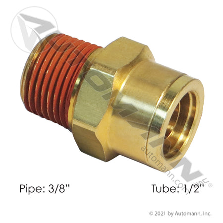 Brass Push-to-Connect (PLC) Male Connector - 1/2" Tube x 3/8" NPT - Replaces Eaton 1868X8 177.13B688C
