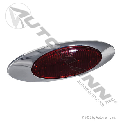 Marker LED Light with Chrome Bezel - 2 x 6-1/2 in Red 4-Diode - Grote 45582 Optronics 00212337 571.LD27R4M1