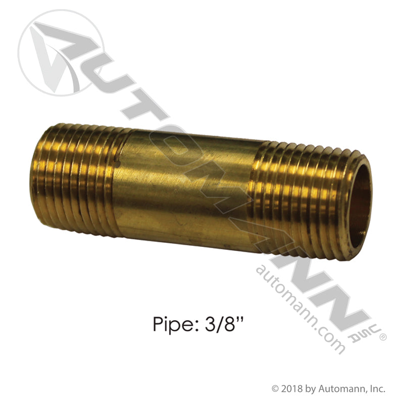 Brass Long Nipple - 3/8" NPT x 2" Air Line Fitting - Replaces Eaton 3328X6 Parker 215PNL620 177.9113C2