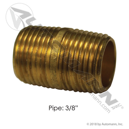 Brass Close Nipple - 3/8" NPT Air Line Fitting - Replaces Eaton 3326X6 Parker 215PN6 177.9112C